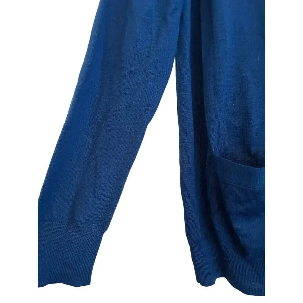 J. Crew Cardigan Sweater Women Size‎ XS Merino Wool Blue Tie Back Lightweight
